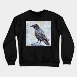 The Raven - Digital Oil Painting with Gray and Pastel Background Crewneck Sweatshirt
